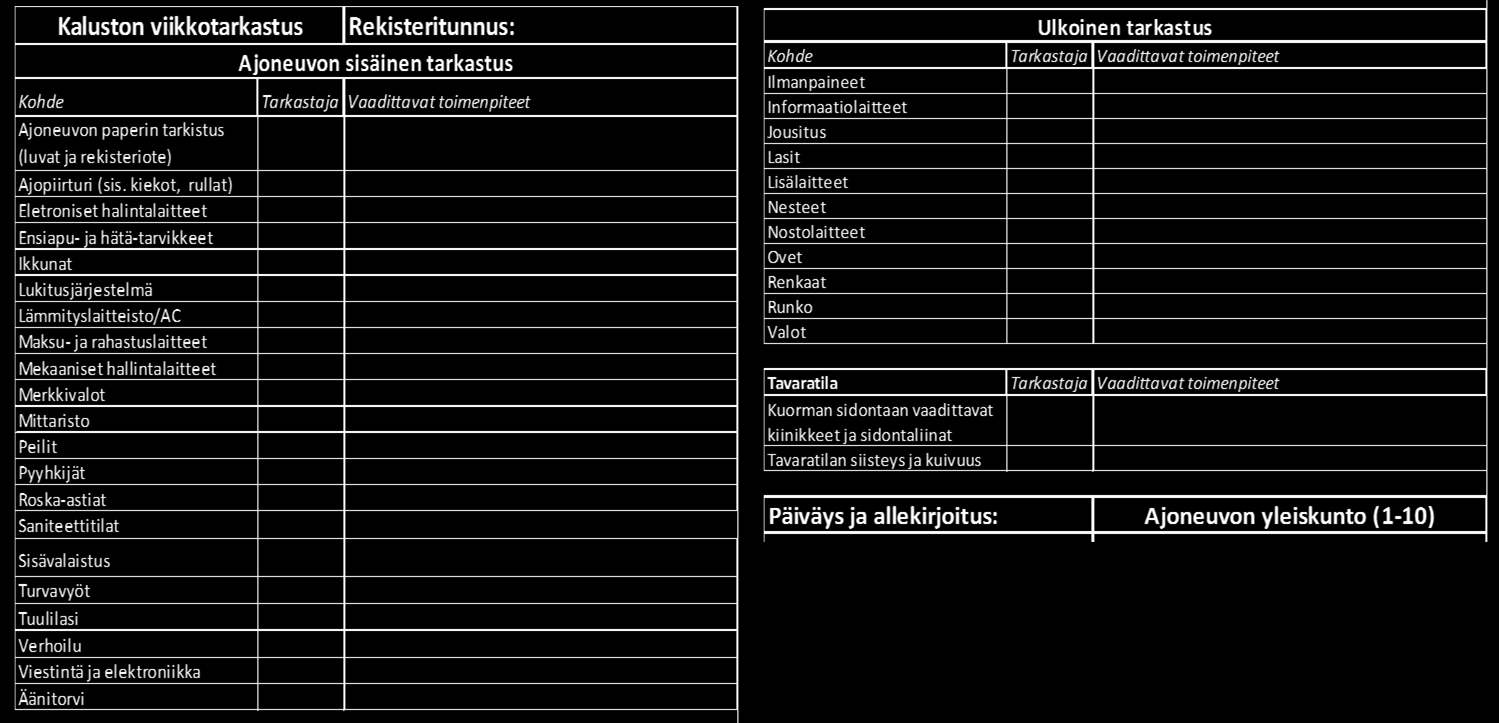 Kaluston huolto ja kunnossapito ovat liikenneturvallisuuden kannalta hyvin tärkeitä ja samalla niistä huolehtiminen usein vähentää kaluston käyttökustannuksia.