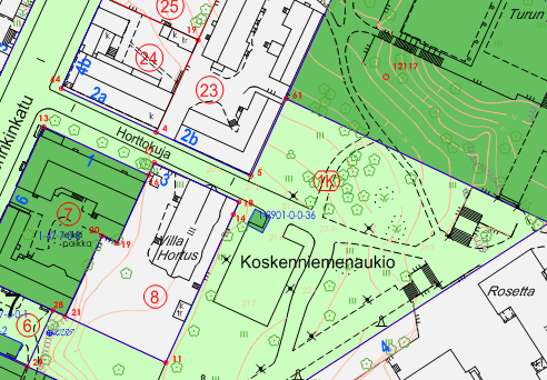 Kohde Muut erityispiirteet: Koskenniemenaukio P : Jalavia, vesaikko Raivataan vesaikko ja poistetaan max 5 kpl