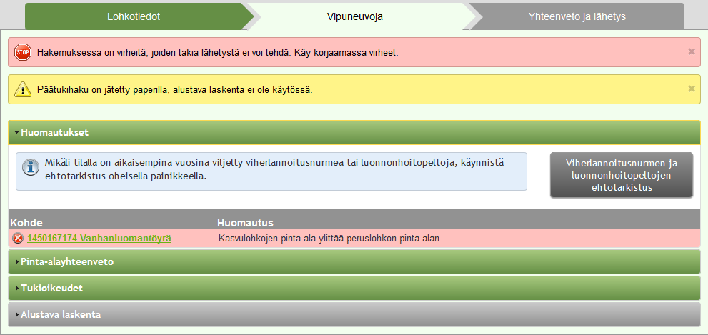 2.1.2 Vipuneuvoja Vipuneuvoja sisältää ilmoitettaviin tietoihin sekä haettaviin tukiin liittyviä huomautuksia.
