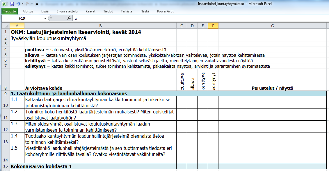 Valmiit dokumentointipohjat