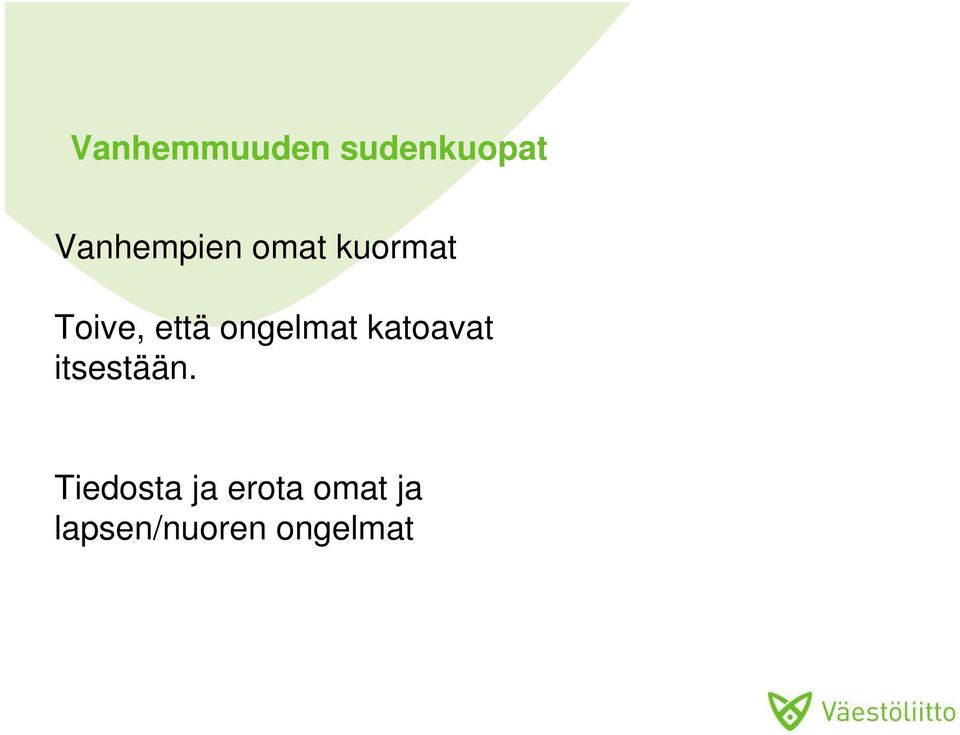 että ongelmat katoavat itsestään.