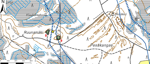 Pesäkankaan pohjavesialueelta (kuvat 22-23) kartoitettiin yhdeksän soranottoaluetta.