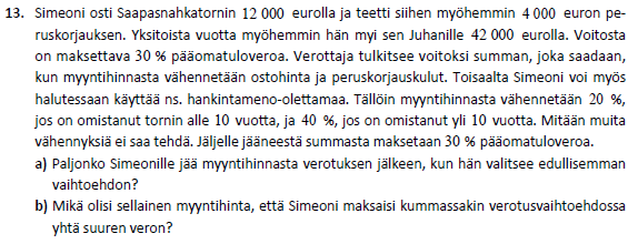 C-kohdan ratkaisu laskimella eli yhtälön juuret ovat kysytyt luvut ja.