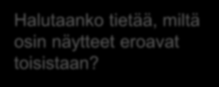 Menetelmän valinta Onko kyse kuluttajien vasteesta tuotteeseen? Ei Onko kyse asiantuntijaraadin tutkimuksesta? Kyllä Halutaanko tietää ovatko näytteet samanlaisia vai erilaisia?