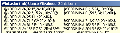 Esimerkki kuvan sijoittamisesta lomakkeeseen: [tab]@koodikuva,y;x;nimi;kork;lev@ (alussa aina tab-merkki ja teksti @KOODIKUVA, mittojen desimaalierottimena pilkku, mitat erotetaan puolipistein)