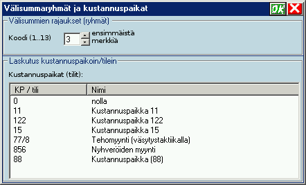 Kustannuspaikka/Tili laskuun (muutokset / ver. 4.0.