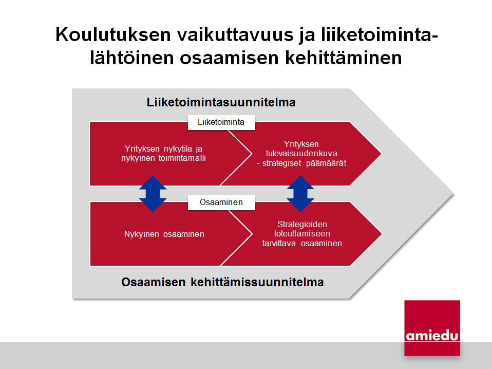 Amiedun pyrkimys Pyrimme työelämän kehittäjäksi, jotta palvelemme asiakkaitamme entistä paremmin.