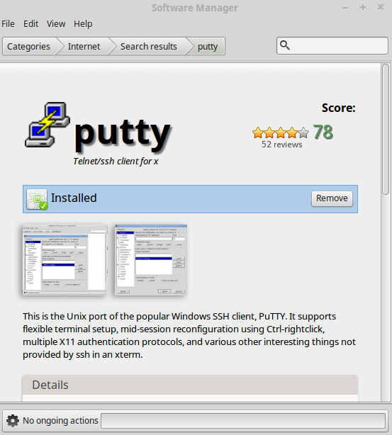 8 2.4. Asenna Putty Helpoin tapa asentaa Putty on käyttää Linuxin Ohjelmistonhallintaa, Software Manager.