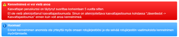 24.8.2016 30(37) Kennelnimen hakeminen Voit hakea kennelnimeä sähköisesti Omakoira-palvelun kautta. Omakoirapalvelusta näet heti, onko kennelnimi jo varattu.