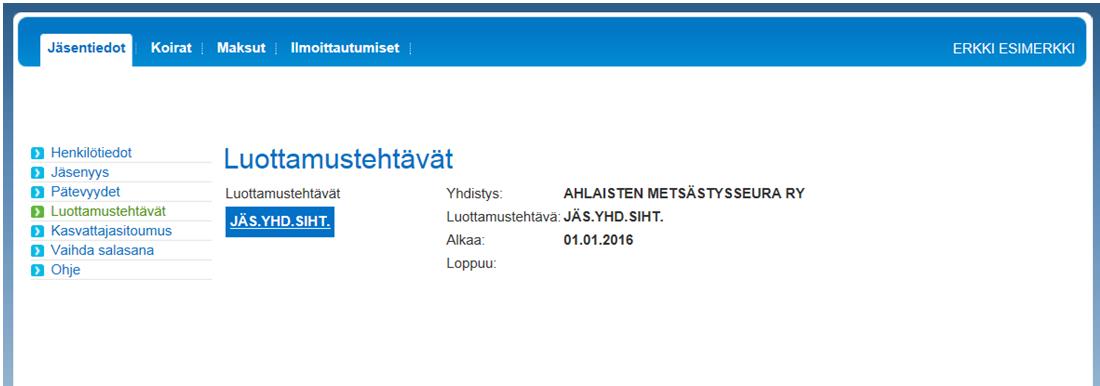 24.8.2016 9(37) Luottamustehtävistä Kennelliitossa, kennelpiireissä tai jäsenyhdistyksissä kirjataan toimintailmoituksissa mainitut luottamustehtävät sekä muutamia muita luottamustehtäviä, kuten