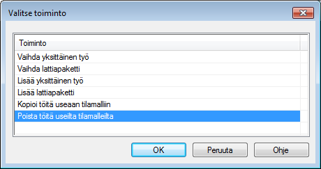 Poista töitä usealta laskentamallilta Voit poistaa töitä koko laskennasta kerralla