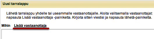 Tarralapun lähettäminen Sähköposti-työkalun avulla voit lähettää tarralappuja toisille Fronterin käyttäjille.