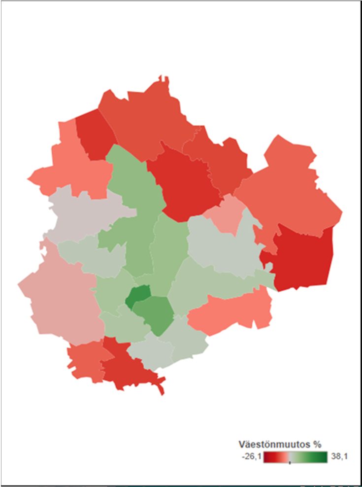 Väestönmuutos Pirkanmaalla % 2015-2040