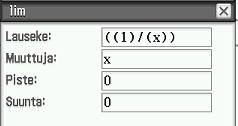 27 2. impdiff-komento: Kahden muuttujan funktion derivointi 3. - komento : Laskee esim. lausekkeen 3 2 x x epämääräisen, määrätyn tai numeerisen integraalin. 3 2 ( x x ) dx 3 3 2 ( x x ) dx 1 4.