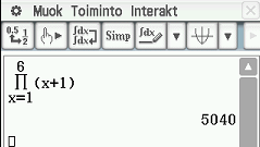 28 5. -komento : Laskee esim. lausekkeen x 1 summan.