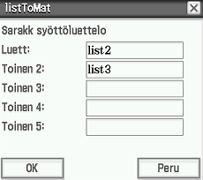 35 Ennen kuin kokeilet seuraavia komentoja, niin muista, että Tilasto-ohjelmassa on seuraavat tiedot syötettynä listaan 1 (kurssin arvosanat) ja lisäksi listaan 2 ja listaan 3 kumpaankin kaksi arvoa