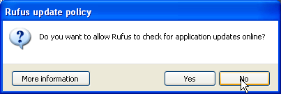 Käynnistä Rufus ohjelma klikkaamalla Run.