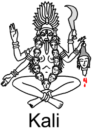 Hindujumalia Vishnu, rakkauden jumala, ja puolisonsa Laksmi.