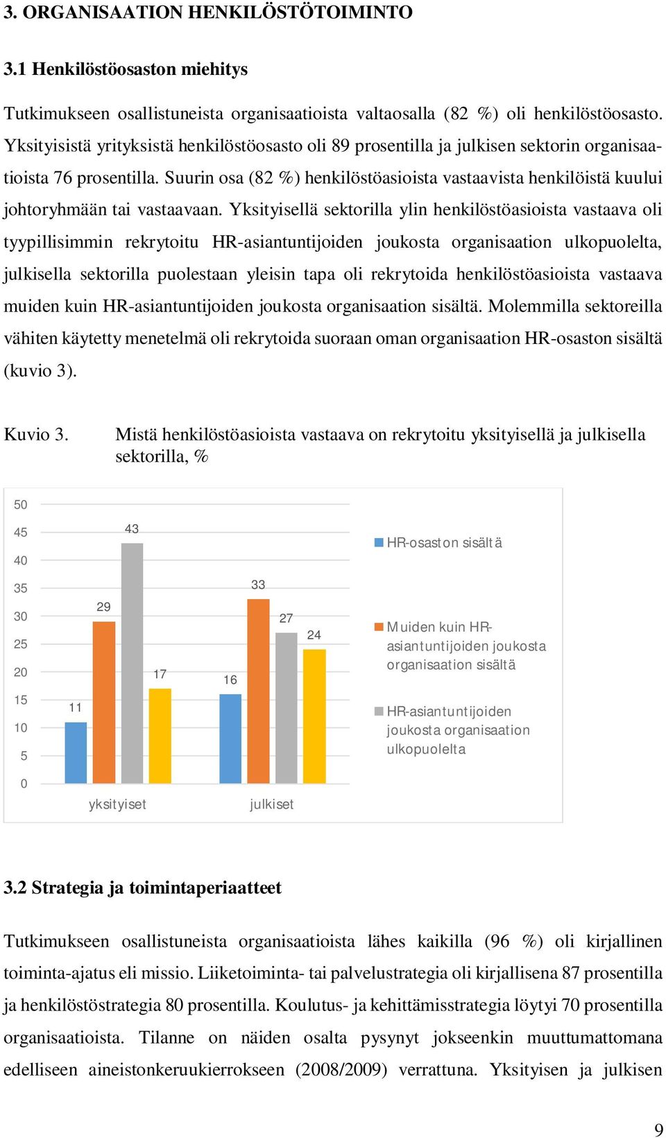 Suurin osa (82 %) henkilöstöasioista vastaavista henkilöistä kuului johtoryhmään tai vastaavaan.