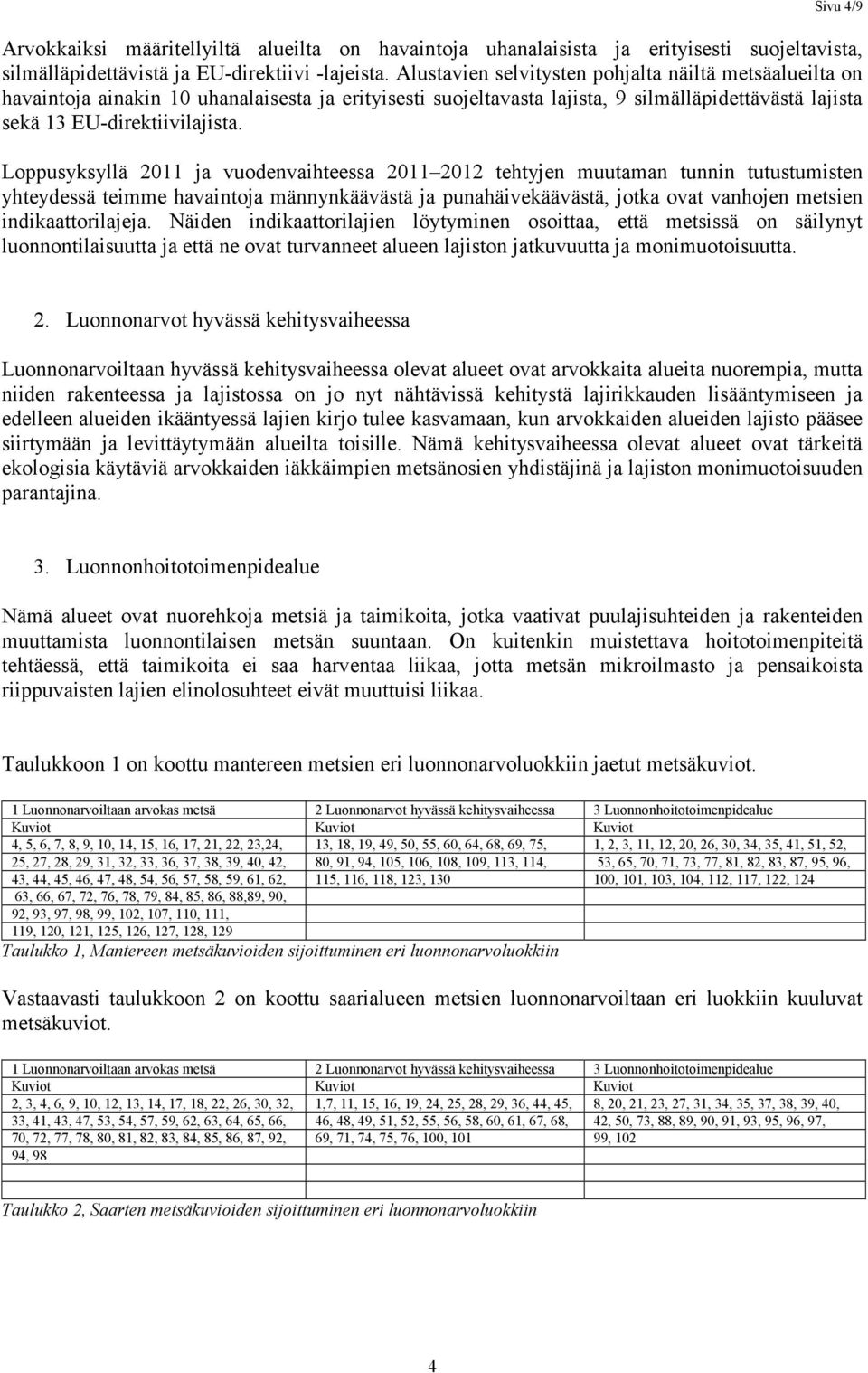 Loppusyksyllä 2011 ja vuodenvaihteessa 2011 2012 tehtyjen muutaman tunnin tutustumisten yhteydessä teimme havaintoja männynkäävästä ja punahäivekäävästä, jotka ovat vanhojen metsien