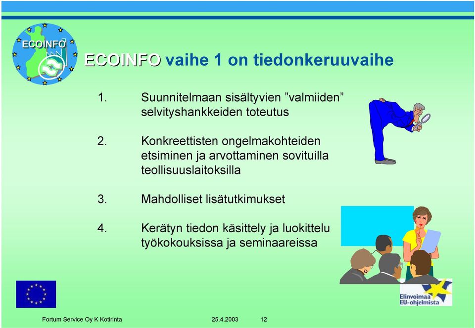 Konkreettisten ongelmakohteiden etsiminen ja arvottaminen sovituilla