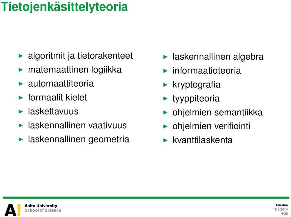 laskennallinen geometria laskennallinen algebra informaatioteoria