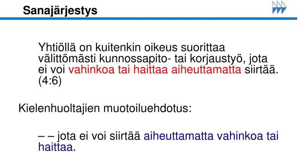 vahinkoa tai haittaa aiheuttamatta siirtää.