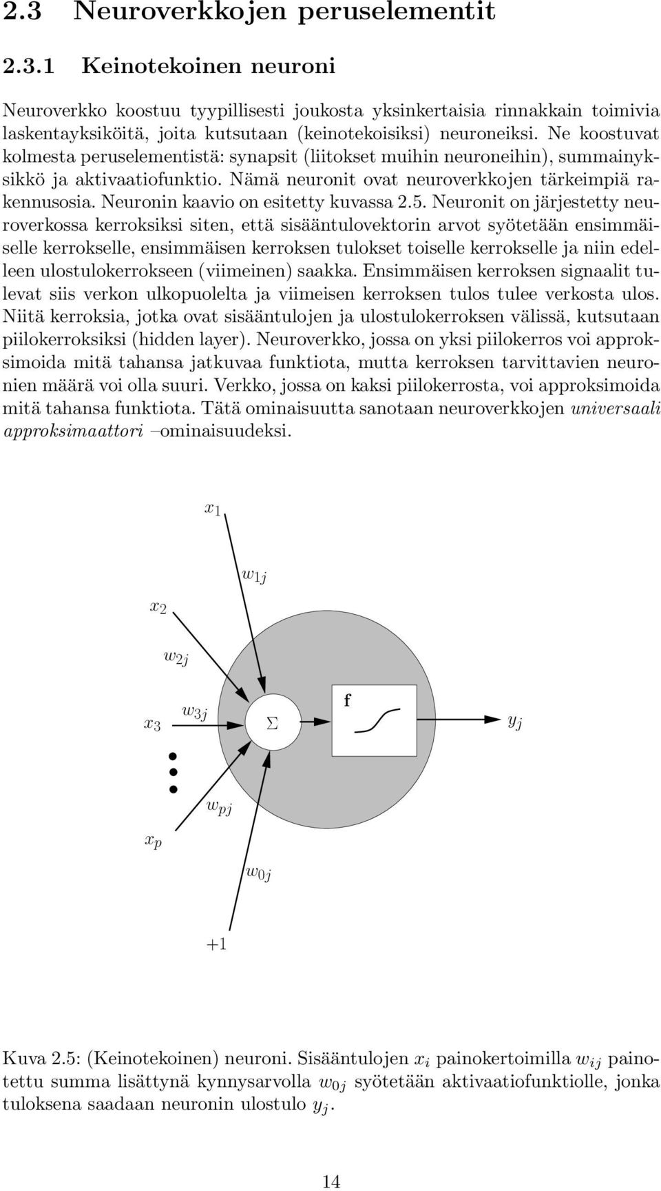 Neuronin kaavio on esitetty kuvassa 2.5.