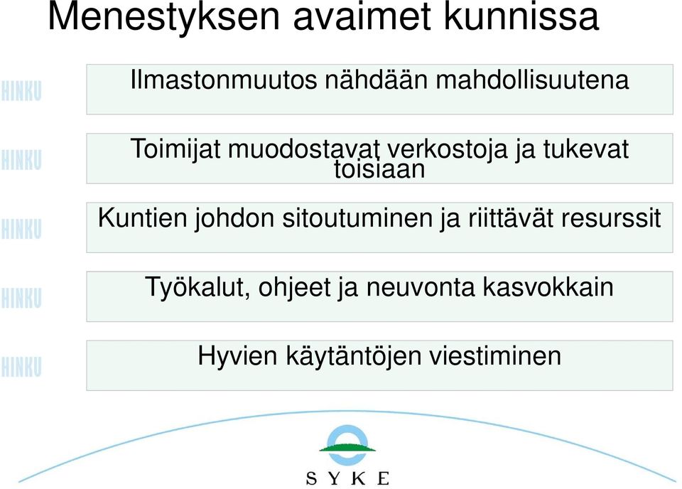 toisiaan Kuntien johdon sitoutuminen ja riittävät resurssit