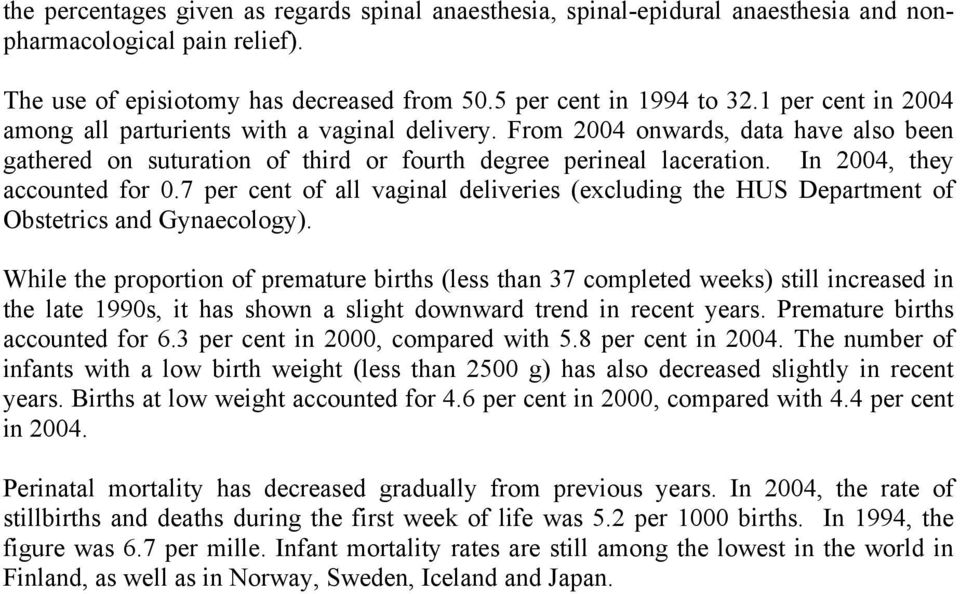 In 2004, they accounted for 0.7 per cent of all vaginal deliveries (excluding the HUS Department of Obstetrics and Gynaecology).