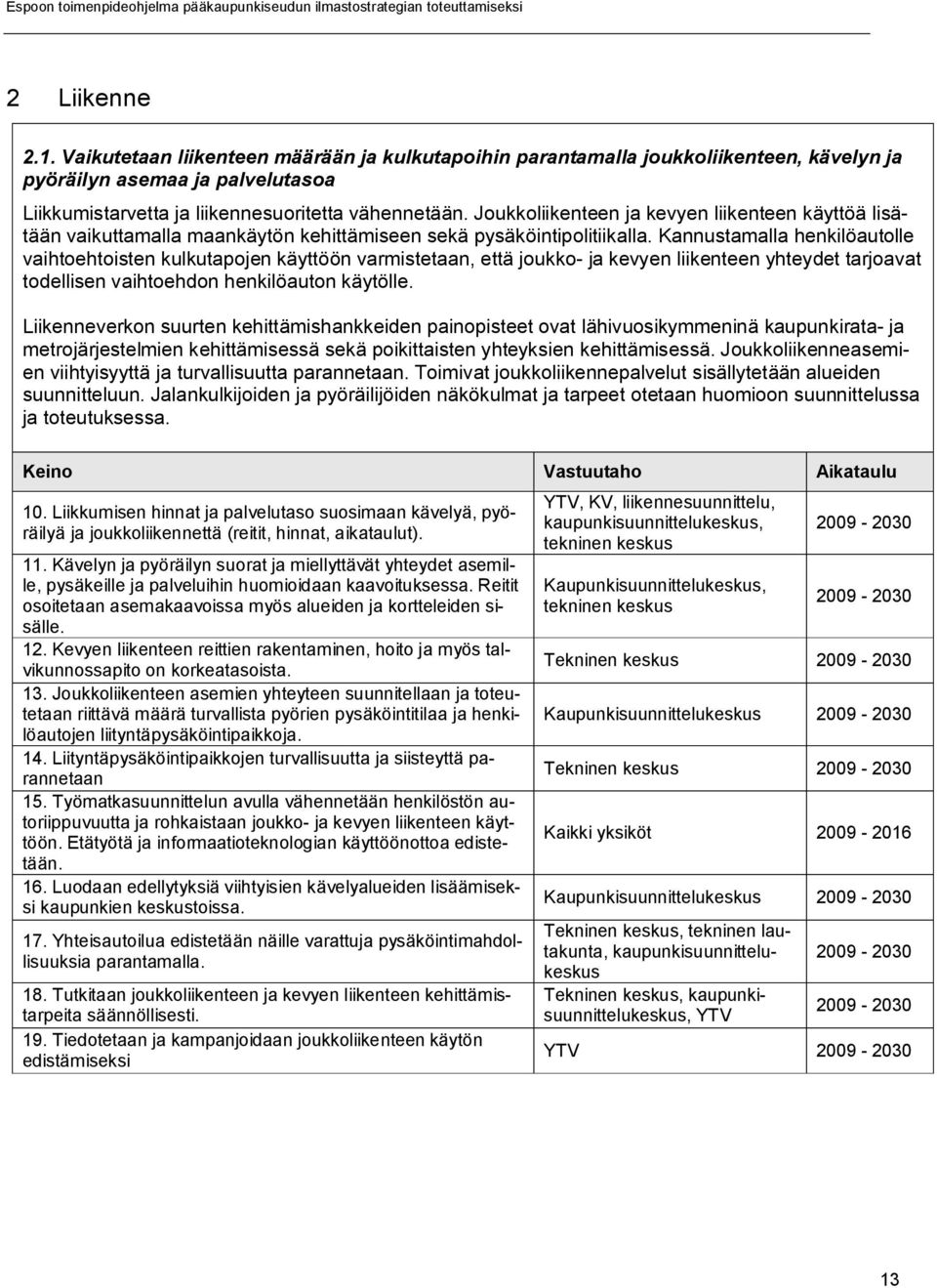 Kannustamalla henkilöautolle vaihtoehtoisten kulkutapojen käyttöön varmistetaan, että joukko- ja kevyen liikenteen yhteydet tarjoavat todellisen vaihtoehdon henkilöauton käytölle.