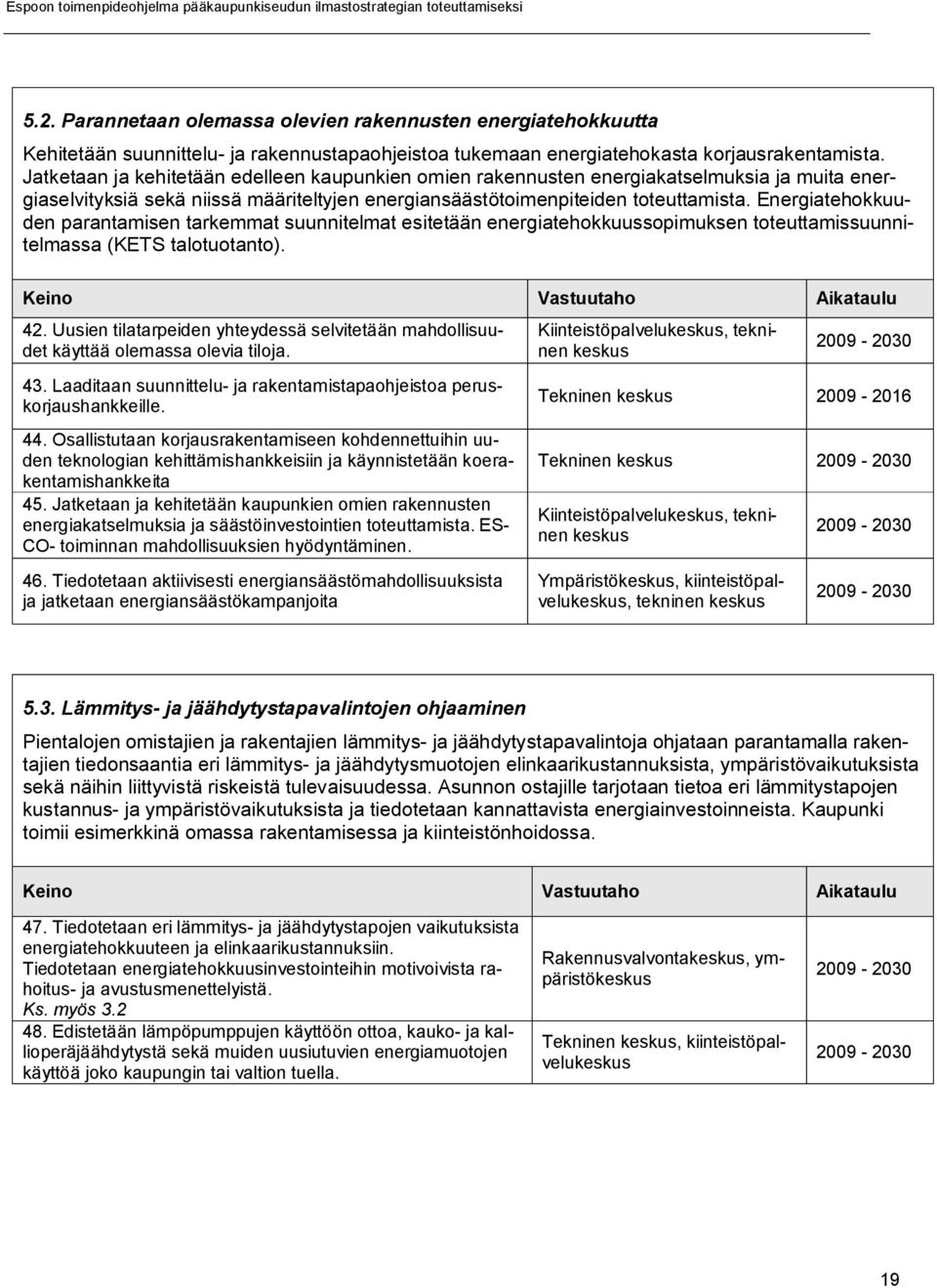 Energiatehokkuuden parantamisen tarkemmat suunnitelmat esitetään energiatehokkuussopimuksen toteuttamissuunnitelmassa (KETS talotuotanto). 42.