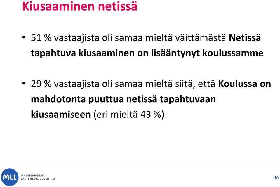 koulussamme 29 % vastaajista oli samaa mieltä siitä, että