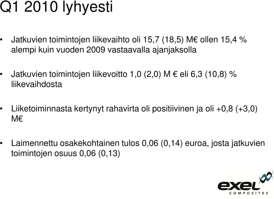 (10,8) % liikevaihdosta Liiketoiminnasta kertynyt rahavirta oli positiivinen ja oli +0,8