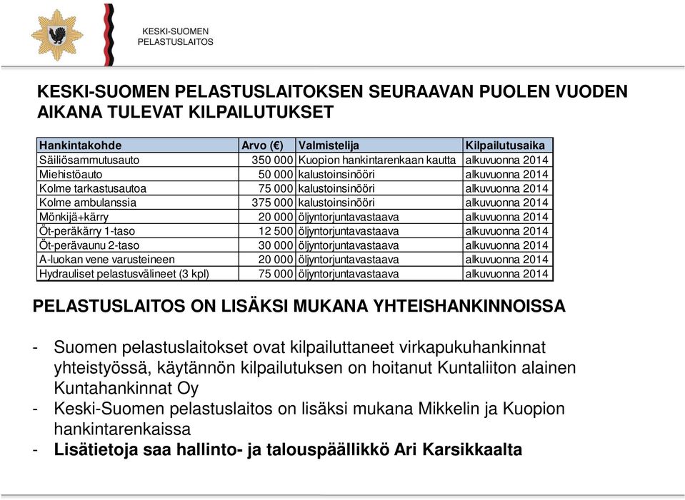 Mönkijä+kärry 20 000 öljyntorjuntavastaava alkuvuonna 2014 Öt-peräkärry 1-taso 12 500 öljyntorjuntavastaava alkuvuonna 2014 Öt-perävaunu 2-taso 30 000 öljyntorjuntavastaava alkuvuonna 2014 A-luokan