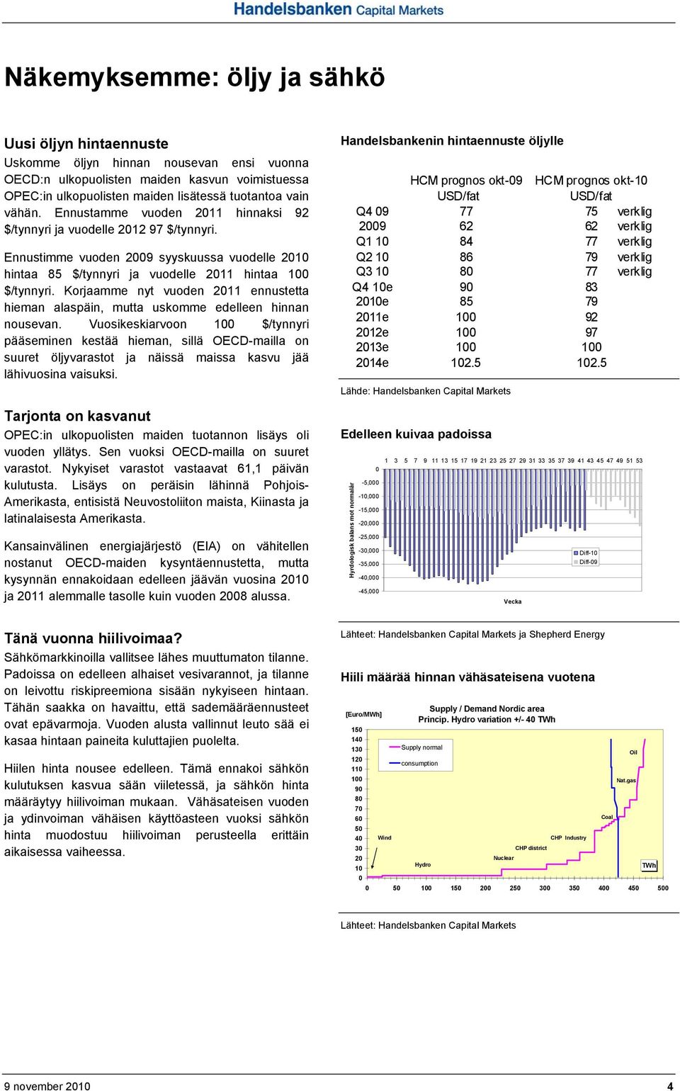 Korjaamme nyt vuoden 211 ennustetta hieman alaspäin, mutta uskomme edelleen hinnan nousevan.