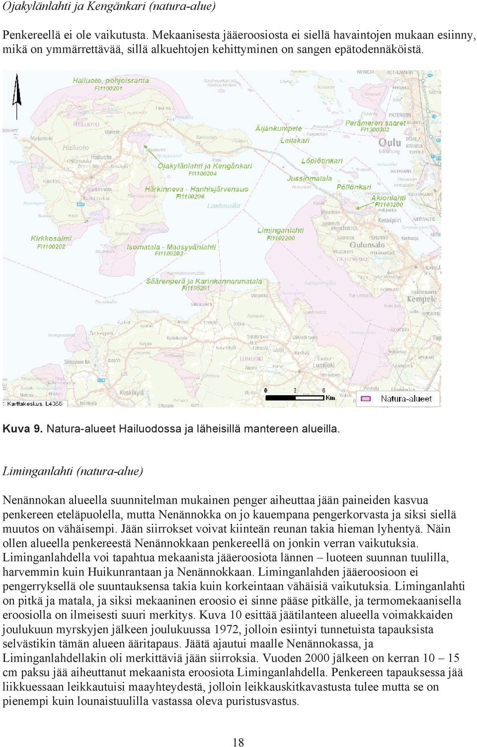 Natura-alueet Hailuodossa ja läheisillä mantereen alueilla.