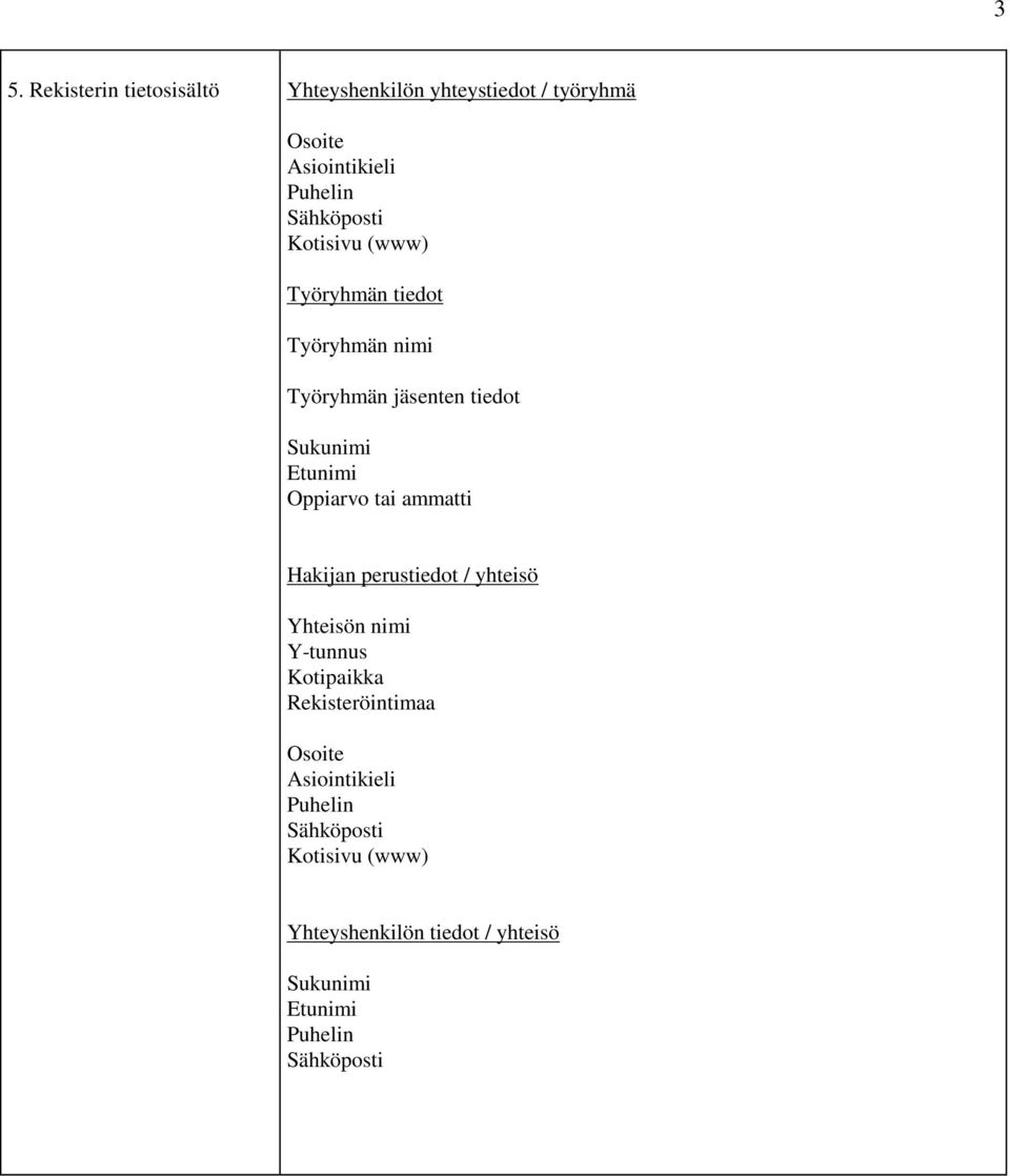 tiedot Oppiarvo tai ammatti Hakijan perustiedot / yhteisö Yhteisön nimi Y-tunnus