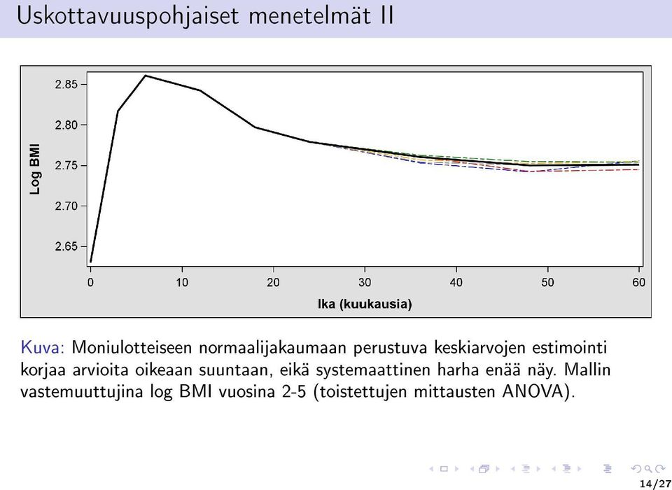 arvioita oikeaan suuntaan, eikä systemaattinen harha enää näy.