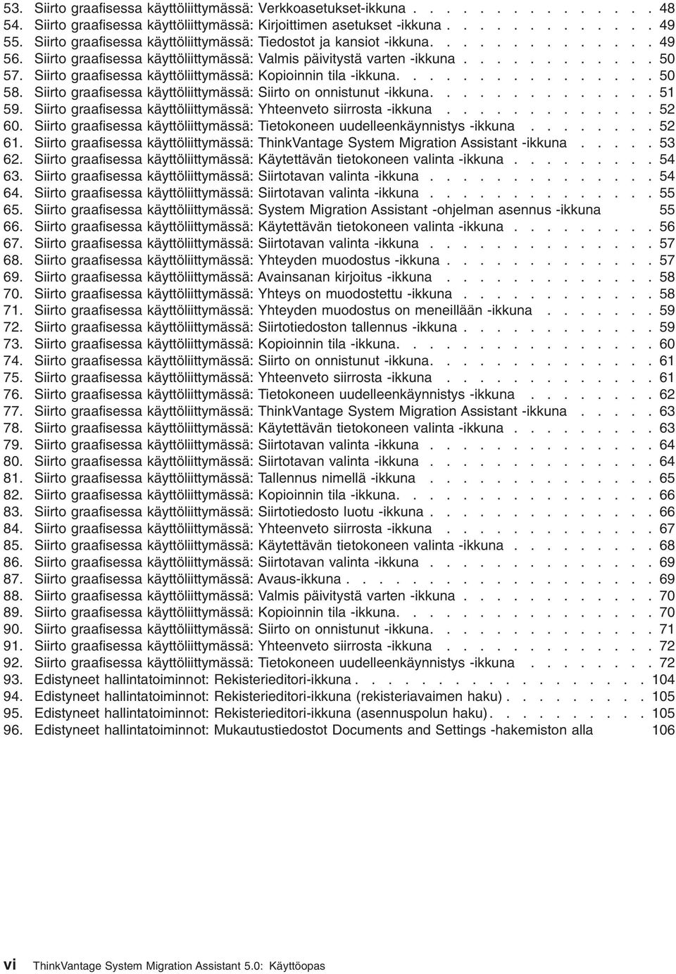 Siirto graafisessa käyttöliittymässä: Kopioinnin tila -ikkuna................ 50 58. Siirto graafisessa käyttöliittymässä: Siirto on onnistunut -ikkuna.............. 51 59.