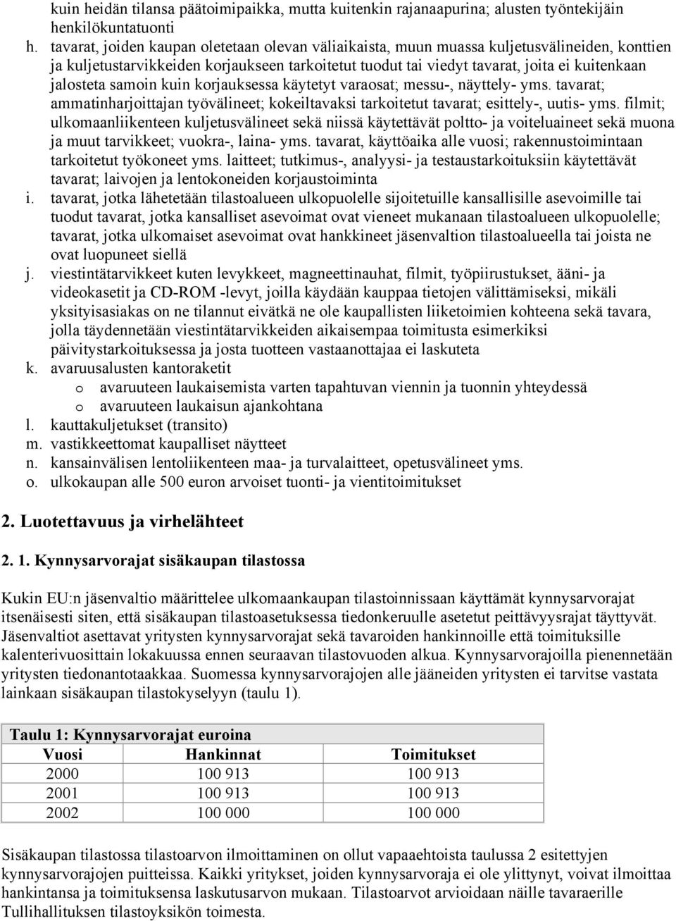 samoin kuin korjauksessa käytetyt varaosat; messu-, näyttely- yms. tavarat; ammatinharjoittajan työvälineet; kokeiltavaksi tarkoitetut tavarat; esittely-, uutis- yms.