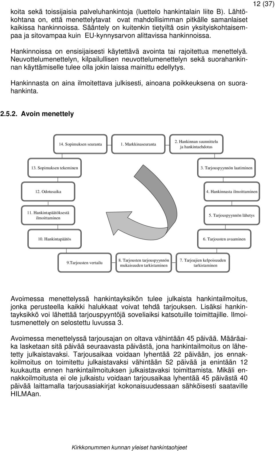 12 (37) Hankinnoissa on ensisijaisesti käytettävä avointa tai rajoitettua menettelyä.