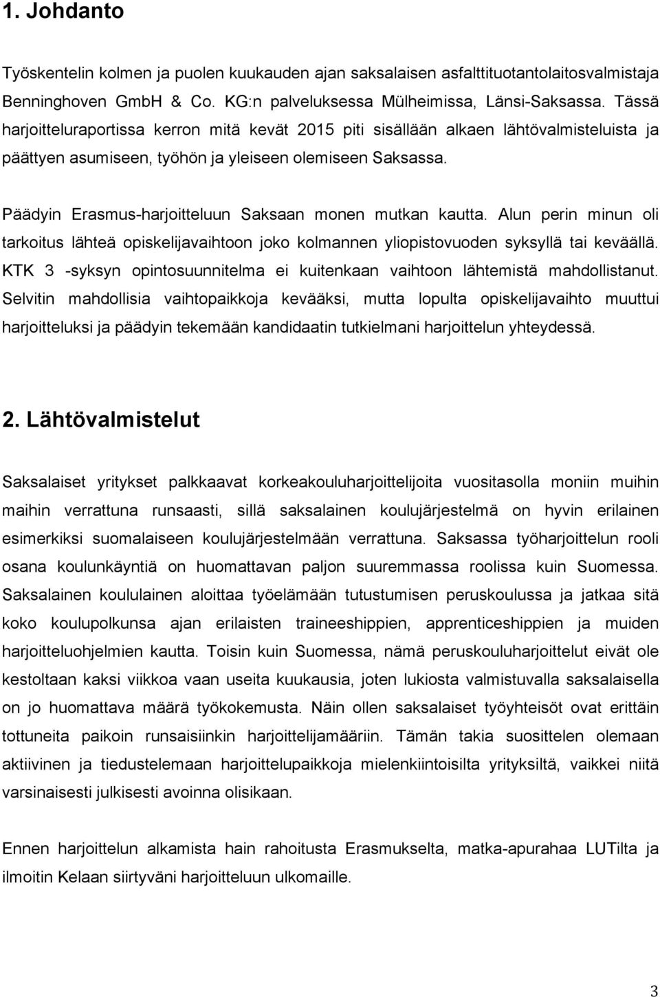 Päädyin Erasmus-harjoitteluun Saksaan monen mutkan kautta. Alun perin minun oli tarkoitus lähteä opiskelijavaihtoon joko kolmannen yliopistovuoden syksyllä tai keväällä.