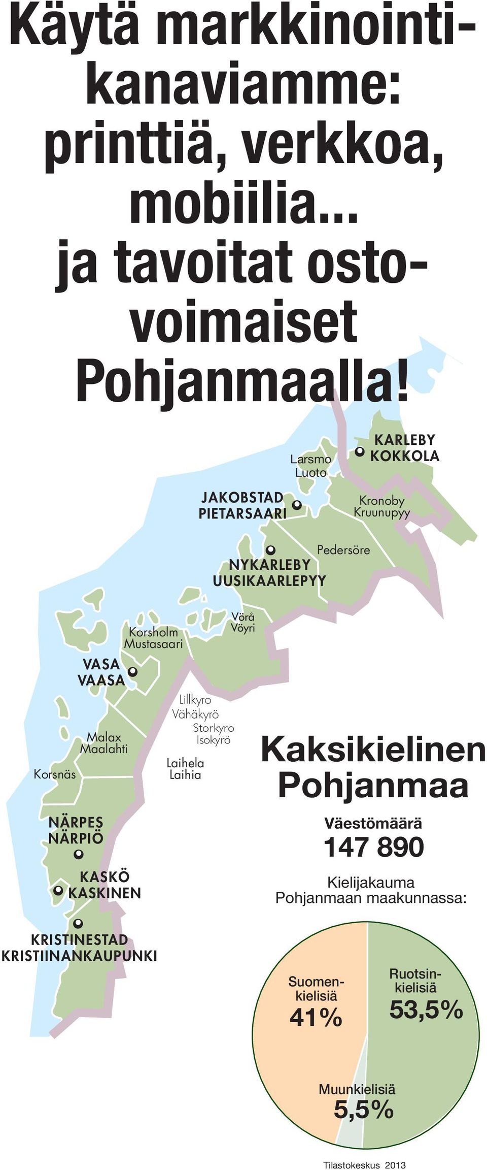 Korsholm Mustasaari Lillkyro Vähäkyrö Storkyro Isokyrö Laihela Laihia Pedersöre NYKARLEBY UUSIKARLEPYY UUSIKAARLEPYY Vörå Vöyri