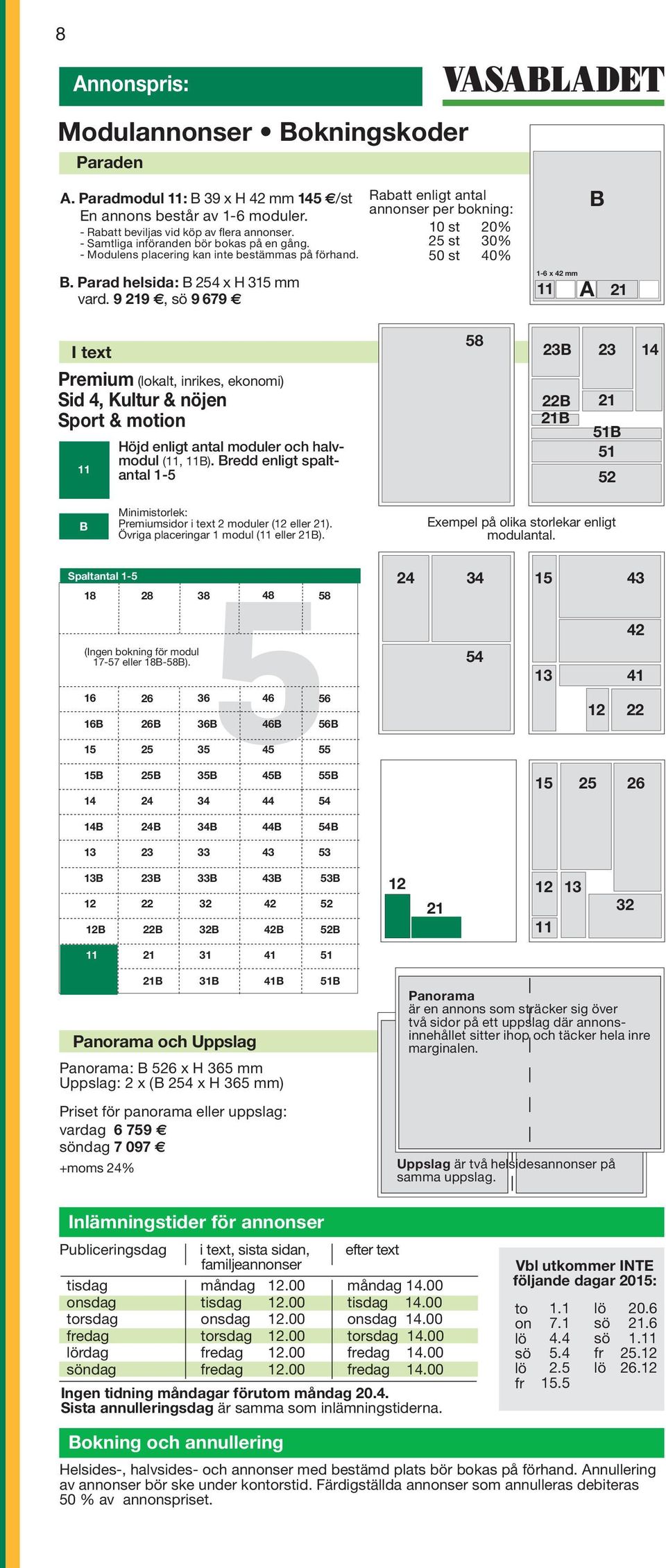 9 9, sö 9 679 Rabatt enligt antal annonser per bokning: 10 st 20% st 30% 0 st 40% 1-6 x 42 mm A B I text 8 23B 23 Premium (lokalt, inrikes, ekonomi) Sid 4, Kultur & nöjen & motion Höjd enligt antal