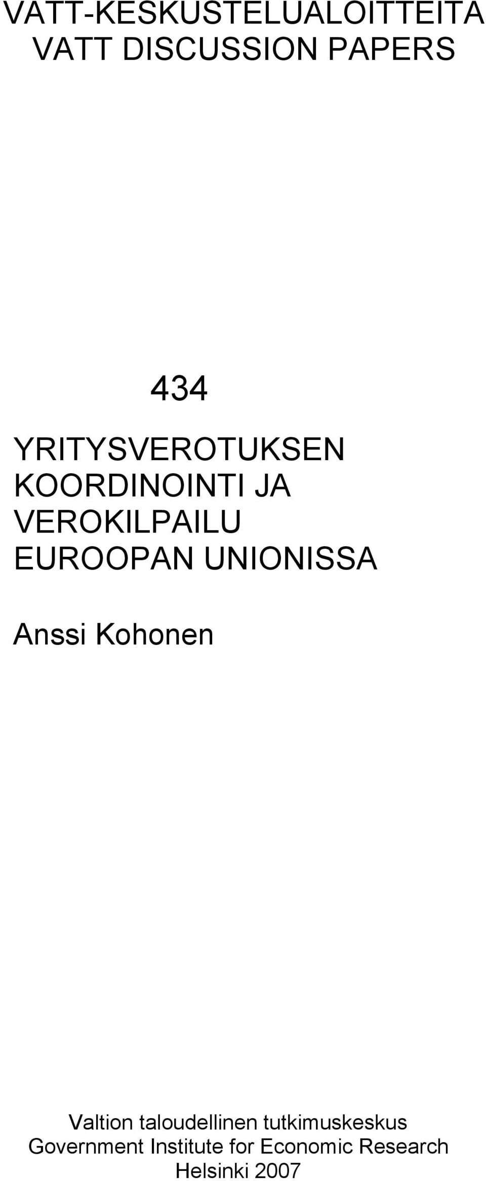 UNIONISS nss ohonen Valon aloudellnen
