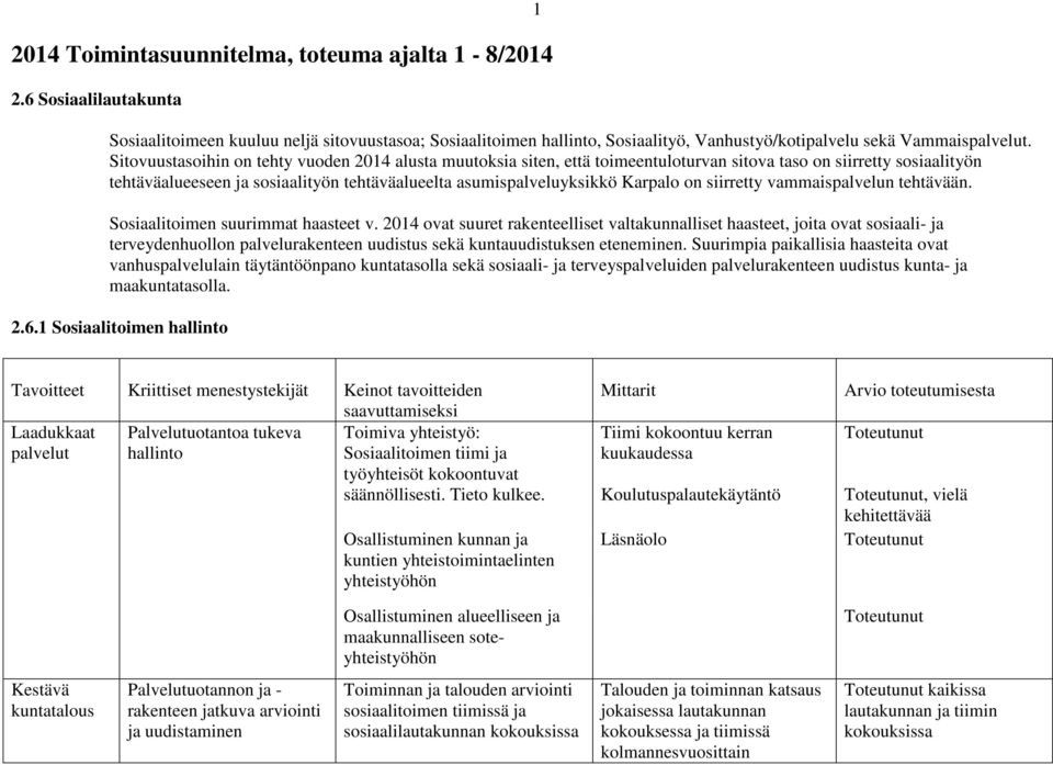 Karpalo on siirretty vammaispalvelun tehtävään. Sosiaalitoimen suurimmat haasteet v.