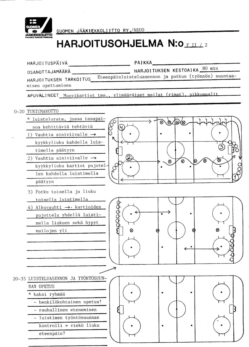 suunt- APUVAL NEET MUOV1KATTj-OT TMS, 0-20 T'UNTUMANOTTO * luistelurt, -ioss tspl- 1) Vuhti siniviivlle kyykkyliuku khdell luistimell pddtyyn 2) Vuhti siniviivlle kyykkyliuku krtiot