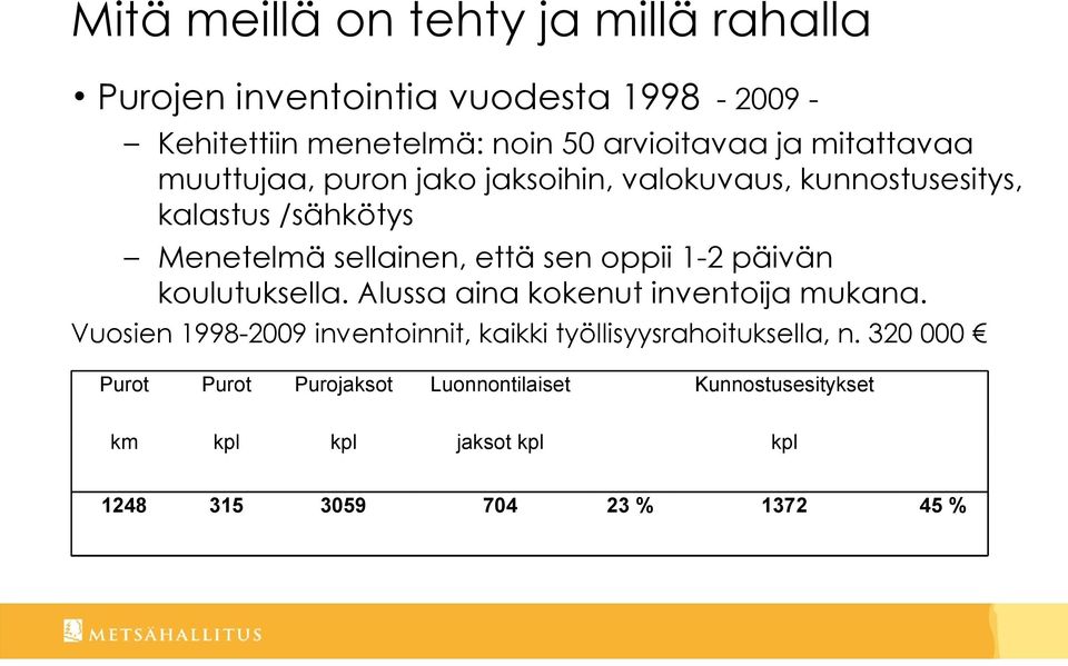 1-2 päivän koulutuksella. Alussa aina kokenut inventoija mukana.