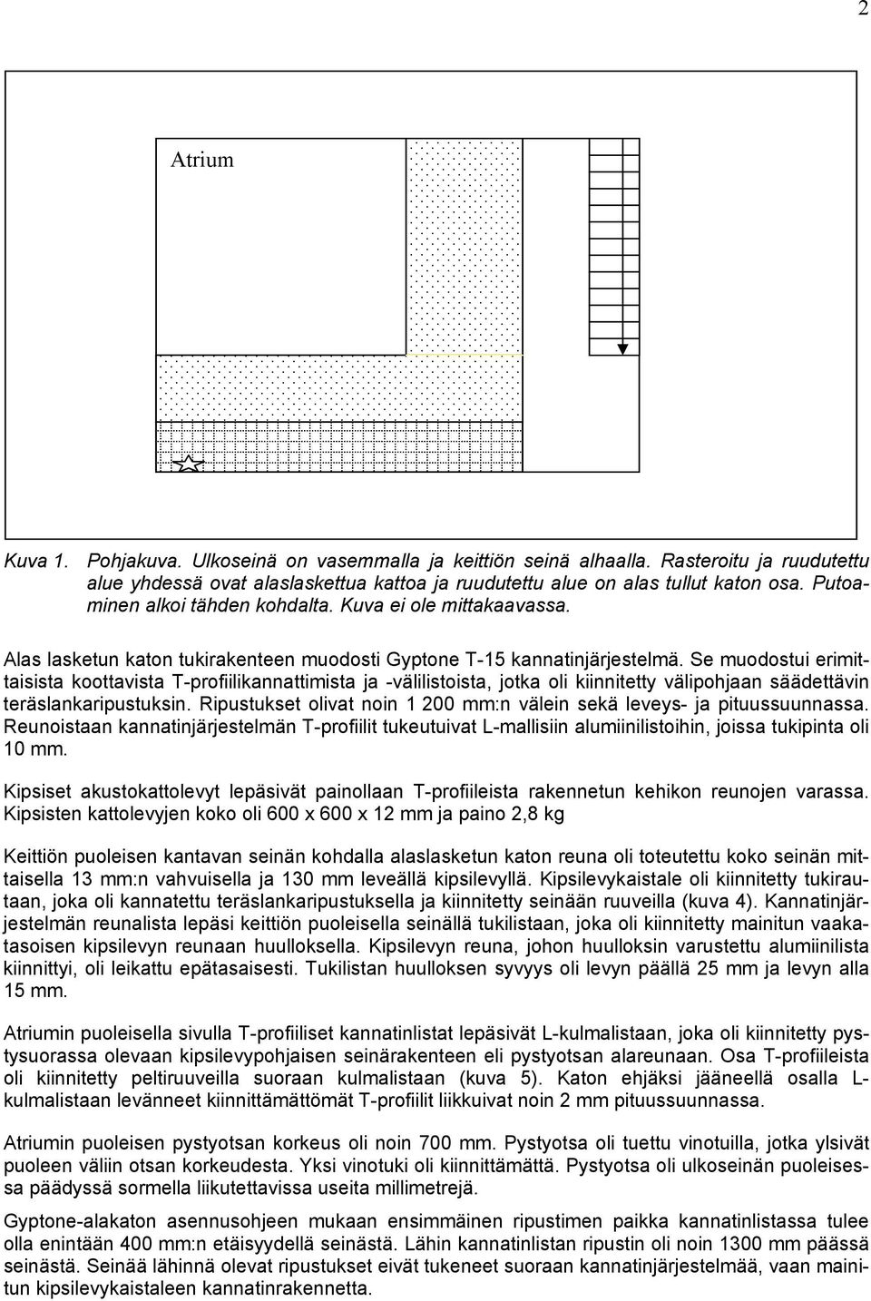 Se muodostui erimittaisista koottavista T-profiilikannattimista ja -välilistoista, jotka oli kiinnitetty välipohjaan säädettävin teräslankaripustuksin.